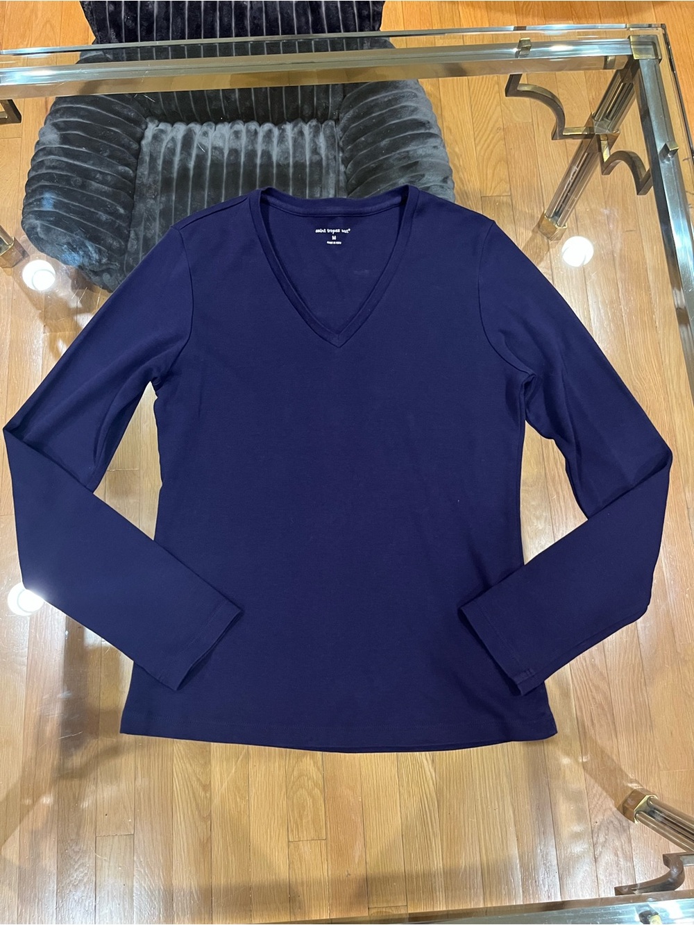 Saint Tropez West Navy V-Neck Long Sleeve Top